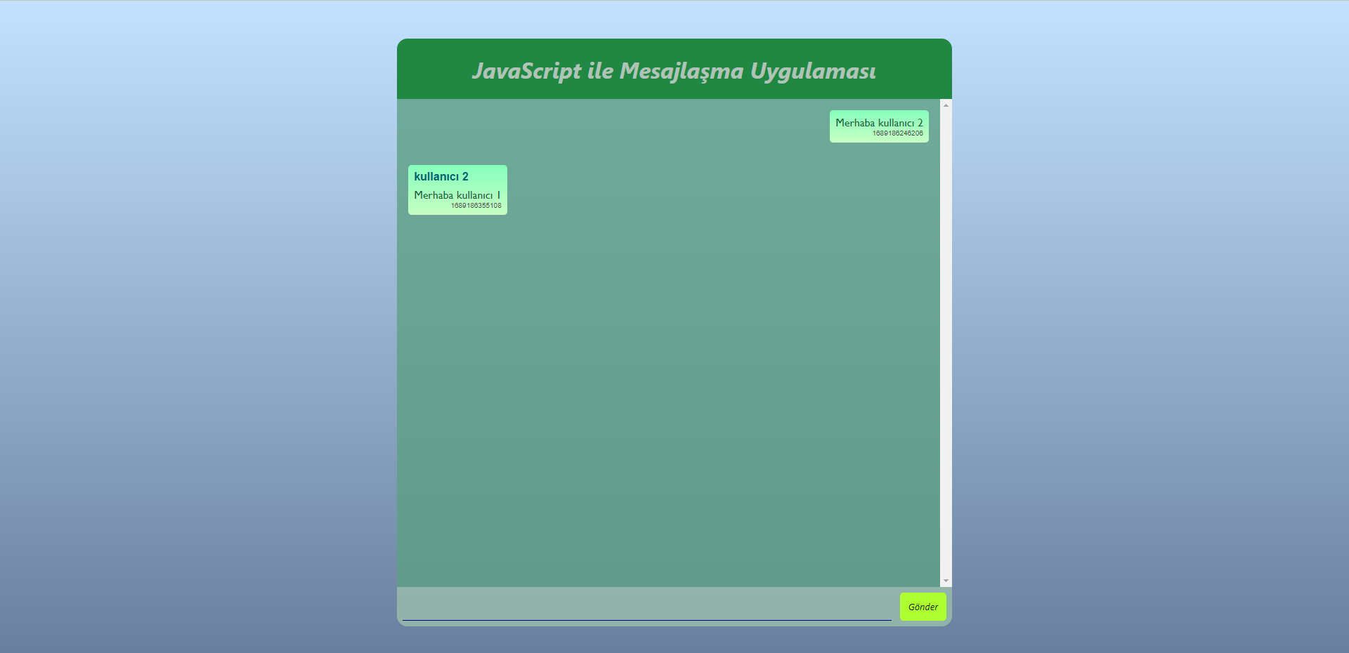 JavaScript Mesajlaşma Uygulaması